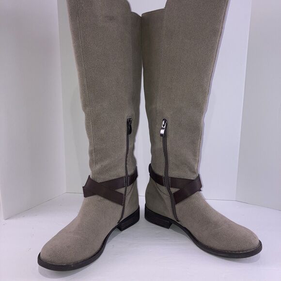 Limelight Hailey Riding Taupe Buckle Boots Sz 7 Knee High Festival Fashion - Picture 14 of 14